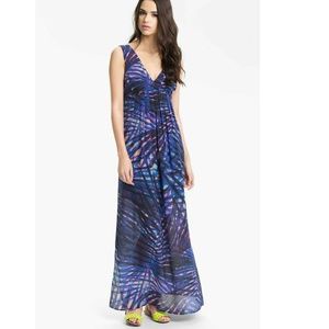 PRESLEY SKYE Print Silk Maxi Dress Blue Empire Wai